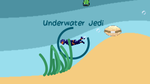a Cartoon Diver is collecting Pearls underwater